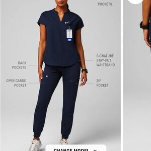Fabletics navy jogger scrub pants